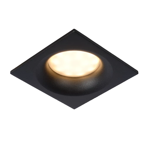 Lucide ZIVA - Inbouwspot Badkamer - 1xGU10 - IP44 - Zwart - aangezet