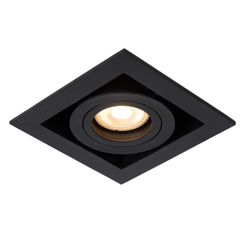 Lucide CHIMNEY - Recessed spotlight - 1xGU10 - Black - turned on