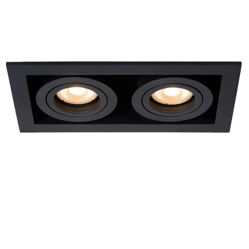 Lucide CHIMNEY - Spot encastrable - 2xGU10 - Noir - allumé