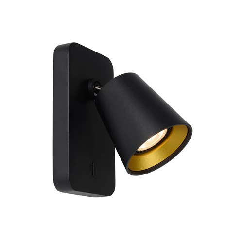 Lucide TURNON - Bedside lamp / Wall light - LED Dim to warm - GU10 - 1x5W 2200K/3000K - Black - turned on