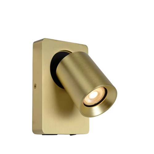 Lucide NIGEL - Bedside lamp / Wall light - LED Dim to warm - GU10 - 1x5W 2200K/3000K - With USB charging point - Matt Gold / Brass - turned on 2