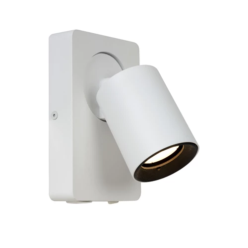 Lucide NIGEL - Bettlampe / Wandleuchte - LED Dim to warm - GU10 - 1x5W 2200K/3000K - Mit USB-Ladepunkt - Weiß - eingeschaltet 1