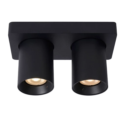 Lucide NIGEL - Plafondspot - LED Dim to warm - GU10 - 2x5W 2200K/3000K - Zwart - aangezet
