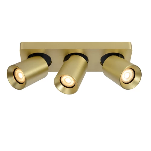 Lucide NIGEL - Deckenstrahler - LED Dim to warm - GU10 - 3x5W 2200K/3000K - Mattes Gold / Messing - eingeschaltet 2