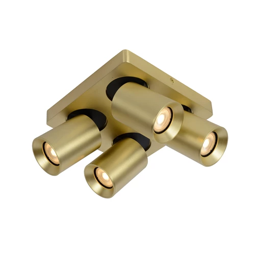 Lucide NIGEL - Spot plafond - LED Dim to warm - GU10 - 4x5W 2200K/3000K - Or Mat / Laiton - allumé 2
