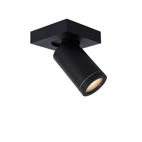 Lucide TAYLOR - Plafondspot Badkamer - LED Dim to warm - GU10 - 1x5W 2200K/3000K - IP44 - Zwart - aangezet