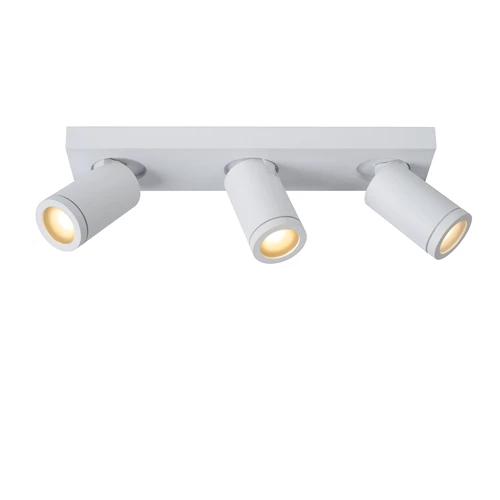 Lucide TAYLOR - Plafondspot Badkamer - LED Dim to warm - GU10 - 3x5W 2200K/3000K - IP44 - Wit - aangezet 1