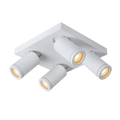 Lucide TAYLOR - Plafondspot Badkamer - LED Dim to warm - GU10 - 4x5W 2200K/3000K - IP44 - Wit - aangezet 1