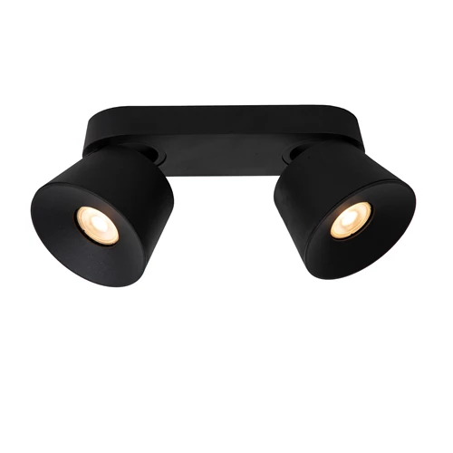 Lucide TRIGONO - Ceiling spotlight - 2xGU10 - Black - turned on