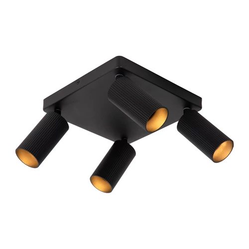 Lucide CLUBS - Plafondspot - 4xGU10 - Zwart - aangezet