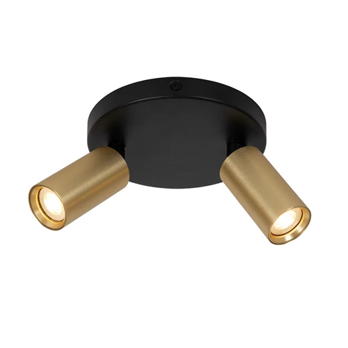 Lucide RITMO - Ceiling spotlight - Ø 15 cm - 2xGU10 (MR11) - Matt Gold / Brass - turned on 2