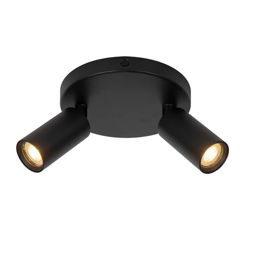 Lucide RITMO - Deckenstrahler - Ø 15 cm - 2xGU10 (MR11) - Schwarz - eingeschaltet