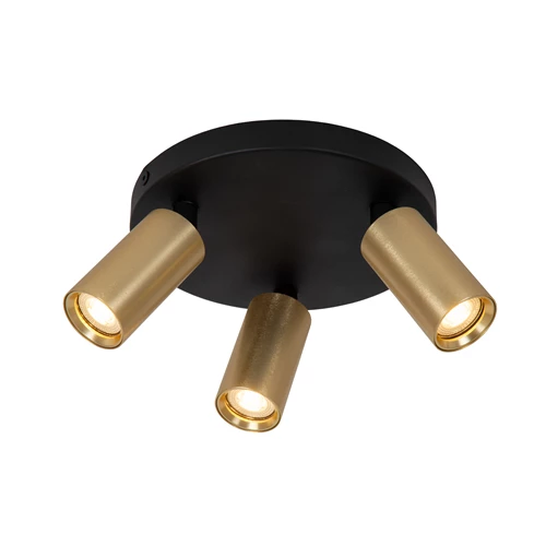 Lucide RITMO - Ceiling spotlight - Ø 18 cm - 3xGU10 (MR11) - Matt Gold / Brass - turned on 2