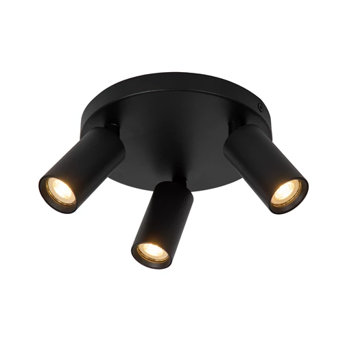 Lucide RITMO - Ceiling spotlight - Ø 18 cm - 3xGU10 (MR11) - Black - turned on