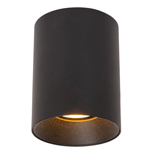 Lucide GERTI - Ceiling spotlight - Ø 8 cm - 1xGU10 - Interchangeable rings included - Black - Essential - turned on