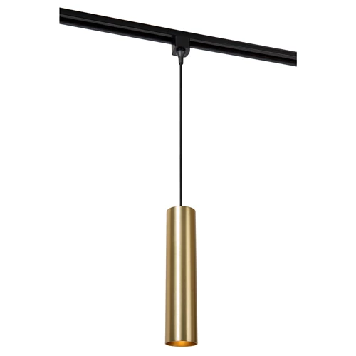 Lucide TRACK FLORIS pendant - 1-circuit Track lighting system - 1xGU10 - Matt Gold / Brass (Extension) - turned on 2