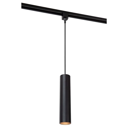 Lucide TRACK FLORIS pendant - 1-circuit Track lighting system - 1xGU10 - Black (Extension) - turned on