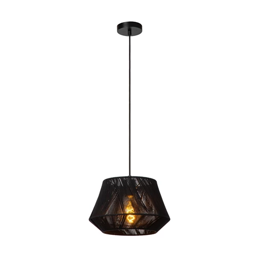 Lucide JESSICA - Hanglamp - Ø 30 cm - 1xE27 - Zwart - aangezet
