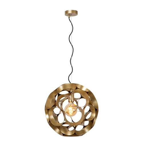 Lucide HANNELORE - Hanglamp - Ø 40 cm - 1xE27 - Mat Goud / Messing - aangezet 2