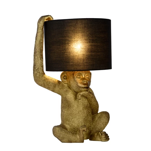 Lucide EXTRAVAGANZA CHIMP - Table lamp - Ø 30 cm - 1xE14 - Black - turned on