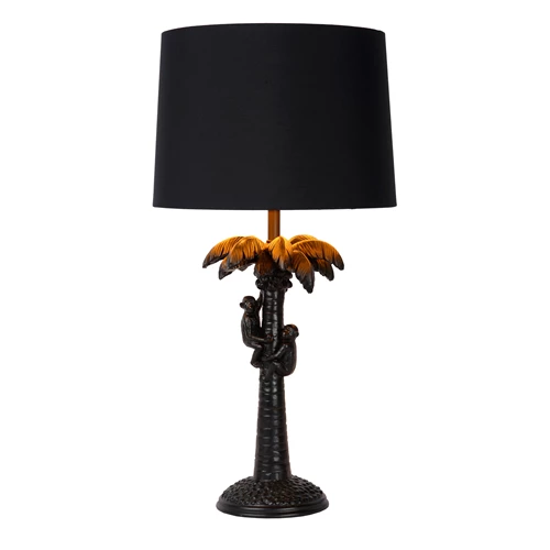 Lucide EXTRAVAGANZA COCONUT - Tafellamp - Ø 30,5 cm - 1xE27 - Zwart - aangezet