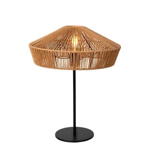 Lucide YUNKAI - Lámpara de mesa - Ø 40 cm - 1xE27 - Natural - encendido 2