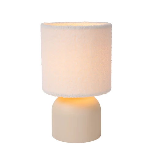 Lucide WOOLLY - Table lamp - Ø 16 cm - 1xE14 - Cream - turned on 8