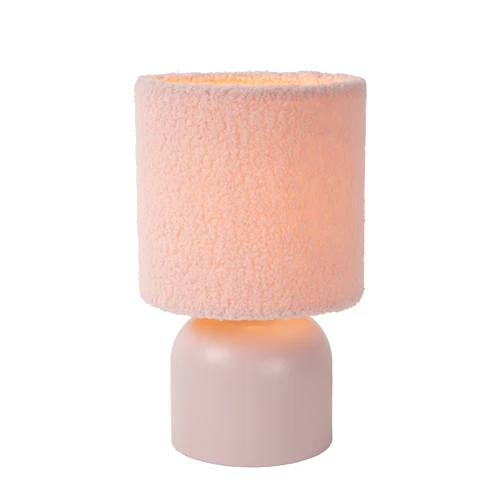 Lucide WOOLLY - Table lamp - Ø 16 cm - 1xE14 - Pink - turned on 6