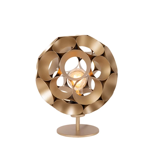 Lucide HANNELORE - Lampe de table - Ø 25 cm - 1xE27 - Or Mat / Laiton - allumé 2