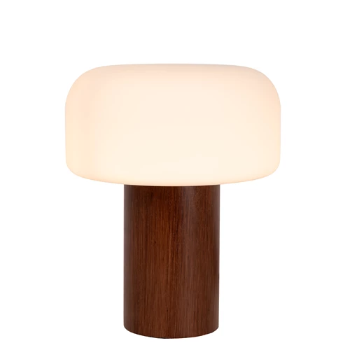 Lucide KENAN - Lampe de table - Ø 22 cm - 1xE14 - Bois - allumé
