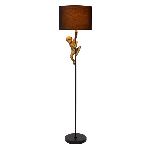 Lucide EXTRAVAGANZA CHIMP - Stehlampe - Ø 35 cm - 1xE27 - Schwarz - eingeschaltet