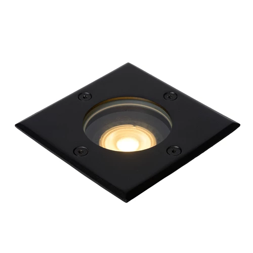 Lucide BILTIN - Bodeneinbaustrahler Innen/Außen - 1xGU10 - IP67 - Schwarz - eingeschaltet