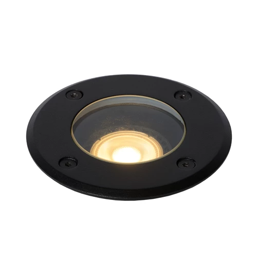Lucide BILTIN - Bodeneinbaustrahler Innen/Außen - Ø 10,8 cm - 1xGU10 - IP67 - Schwarz - eingeschaltet
