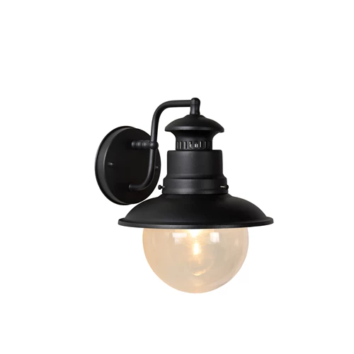 Lucide FIGO - Applique murale Intérieur/Extérieur - Ø 21,5 cm - 1xE27 - IP44 - Noir - allumé