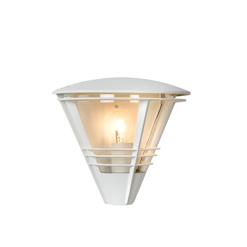 Lucide LIVIA - Applique murale Intérieur/Extérieur - 1xE27 - IP44 - Blanc - allumé 1