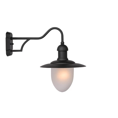Lucide ARUBA - Applique murale Intérieur/Extérieur - Ø 25 cm - 1xE27 - IP44 - Noir - allumé