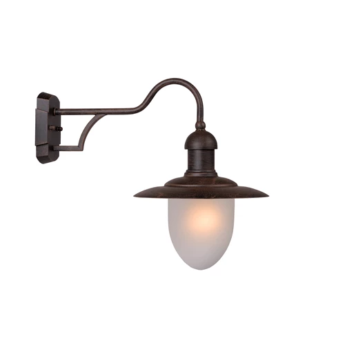Lucide ARUBA - Wall light Indoor/Outdoor - Ø 25 cm - 1xE27 - IP44 - Rust Brown - turned on 7