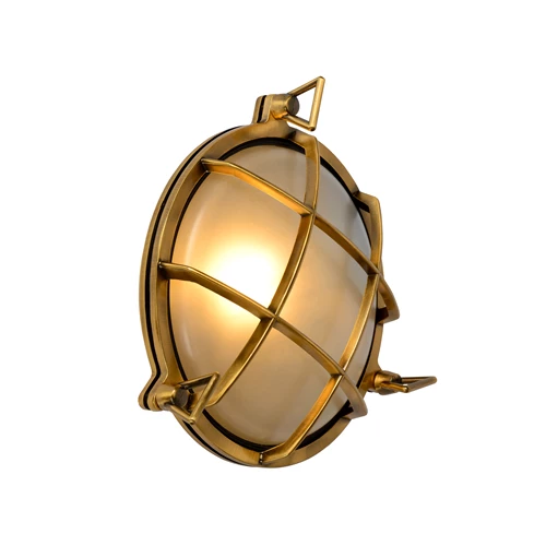 Lucide DUDLEY - Lámpara de pared Dentro/Fuera - Ø 22 cm - 1xE27 - IP65 - Oro mate / Latón - encendido 2