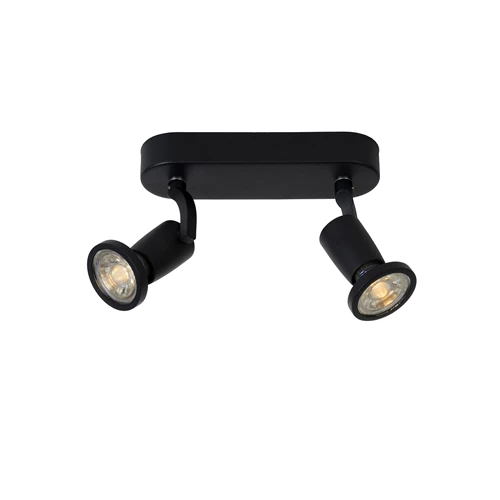 Lucide JASTER-LED - Deckenstrahler - LED - GU10 - 2x5W 2700K - Schwarz - eingeschaltet