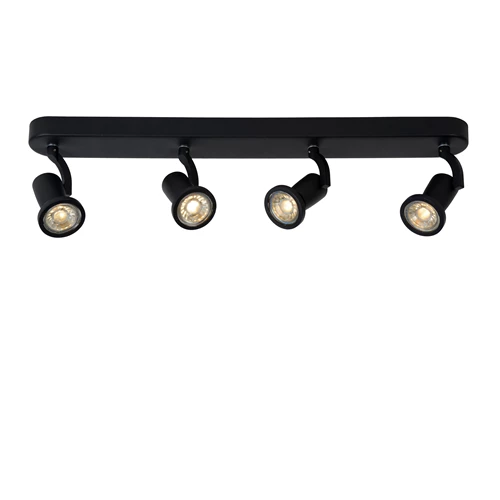 Lucide JASTER-LED - Ceiling spotlight - LED - GU10 - 4x5W 2700K - Black - turned on