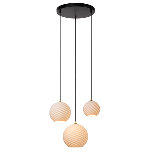 Lucide BINA - Suspension - Ø 40 cm - 3xE27 - Blanc - allumé 1