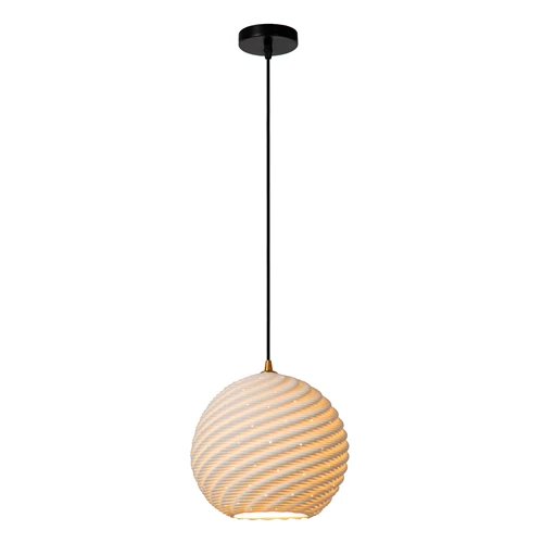 Lucide BINA - Pendant light - Ø 25 cm - 1xE27 - White - turned on 1