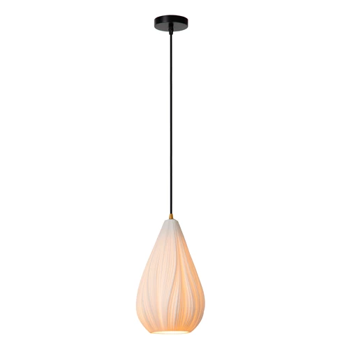 Lucide CINZIA - Pendant light - Ø 18,3 cm - 1xE27 - White - turned on 1
