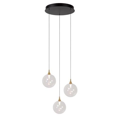 Lucide GISELA - Suspension - Ø 36 cm - LED Dim. - 3x4,3W 2700K - Transparent | Premium - allumé
