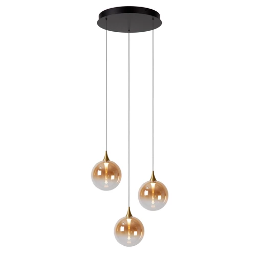 Lucide GISELA - Suspension - Ø 36 cm - LED Dim. - 3x4,3W 2700K - Ambre | Premium - allumé 2