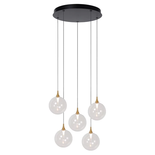Lucide GISELA - Pendant light - Ø 48 cm - LED Dim. - 5x3,8W 2700K - Transparant | Premium - turned on
