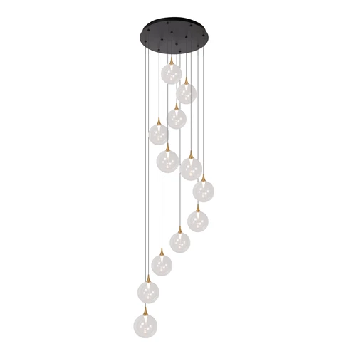 Lucide GISELA - Suspension - Ø 61 cm - LED Dim. - 12x3,5W 2700K - Transparent | Premium - allumé