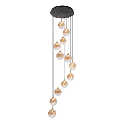 Lucide GISELA - Lámpara colgante - Ø 61 cm - LED Regul. - 12x3,5W 2700K - Ámbar | Premium - encendido 2