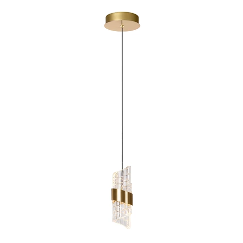 Lucide KLIGANDE - Lámpara colgante - Ø 13 cm - LED - 1x9W 2700K - Oro mate / Latón - encendido 2