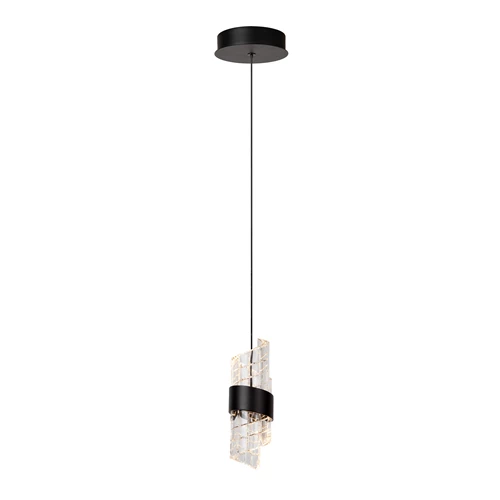 Lucide KLIGANDE - Hanglamp - Ø 13 cm - LED - 1x9W 2700K - Zwart - aangezet